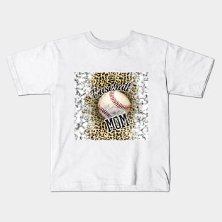 Baseball Cheetah mom Kids T-Shirt